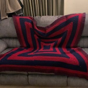 Hand knitted afghan blanket